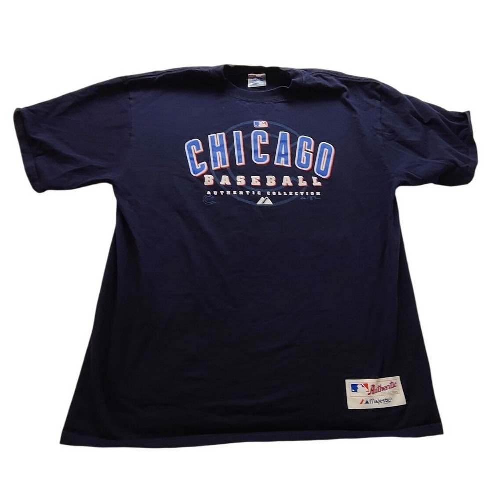 Majestic Chicago Baseball MLB Authentic Collection Navy TShirt Style Men's Large